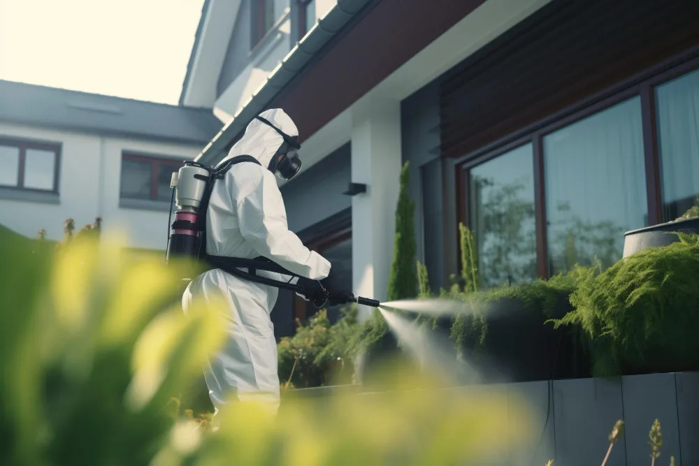 Technicien CLEANuisibles réalisant une dératisation extérieure dans le Var
